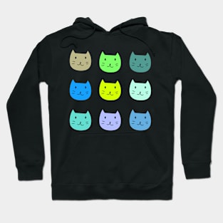 9 Pack Smiley Cat Blue and Green Hoodie